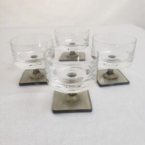 VTG Rosenthal Crystal Linear Smoke MCM Glasses Set of 4 Liquor Cocktail 2.5"